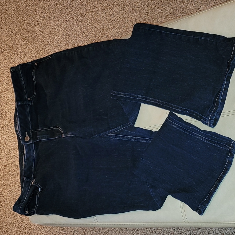 Maurices size 24W dark wash boot cut jeans.